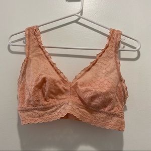 Aerie | Peach Pastel Lace Floral V-neck Pullover Bralette, S
